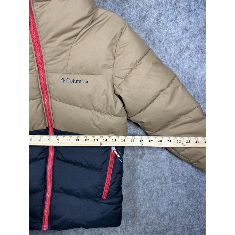 Columbia Boys Arctic Blast Jacket Youth Small 8 Tan Black Hooded Puffer Ski